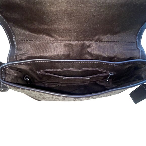 Vintage Coach Signature Brown Jacquard Suede Trim Buckle Detail Shoulder Bag - Picture 10 of 12